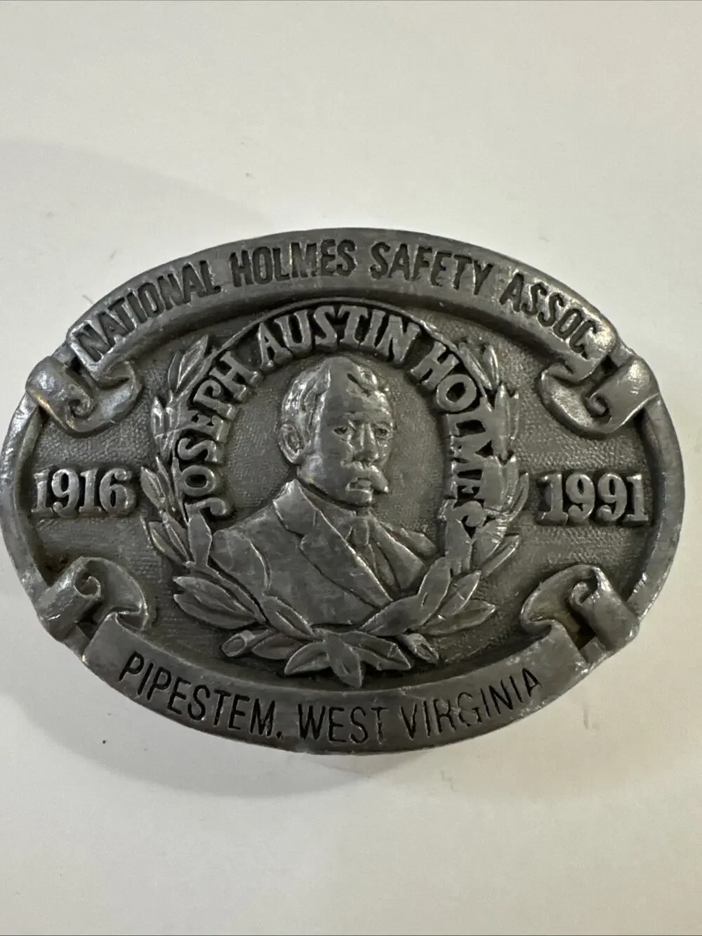 Vintage 1991 National Holms Safety Assoc Pipestem WV Belt Buckle